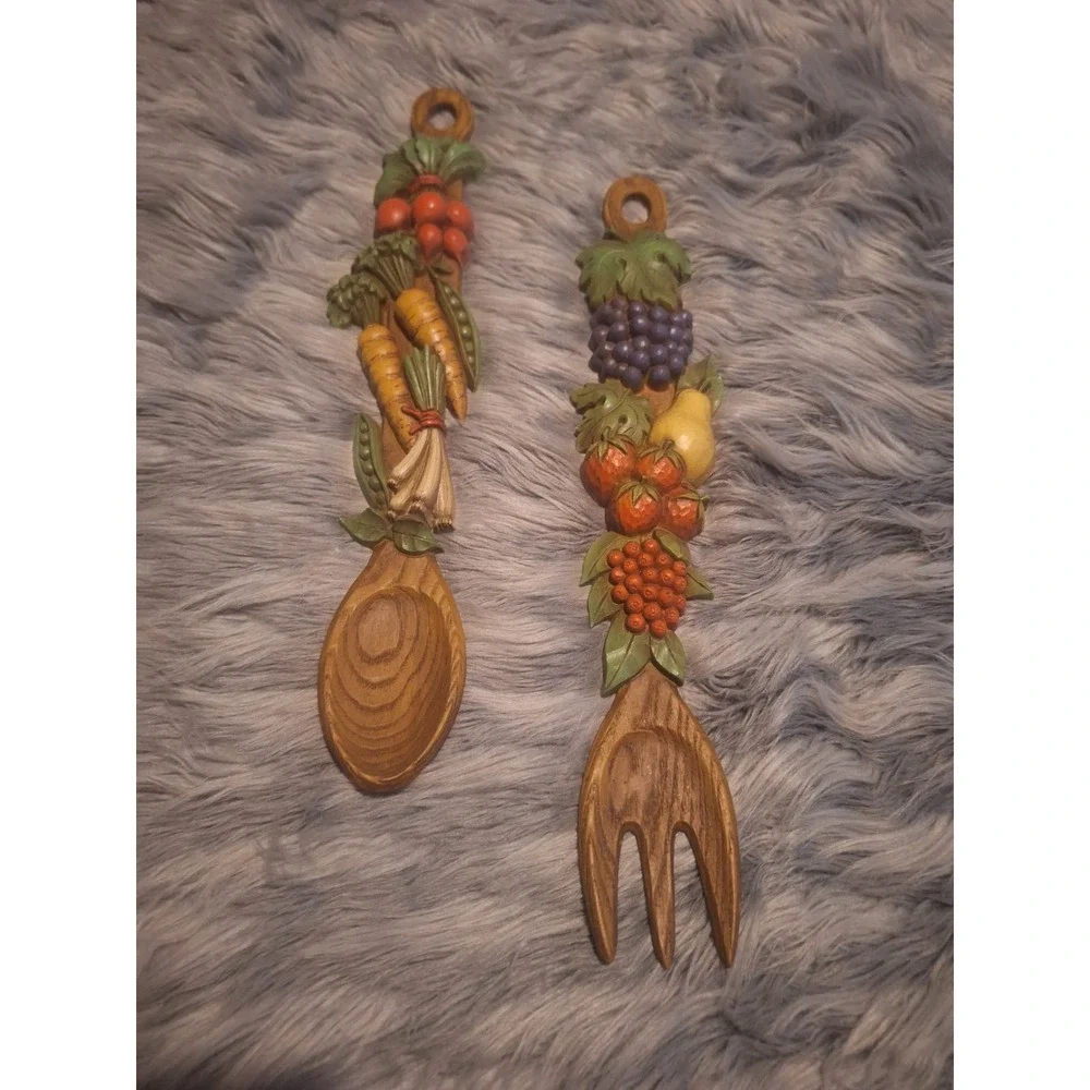 Vintage mcm Fork and Spoon wall hangings